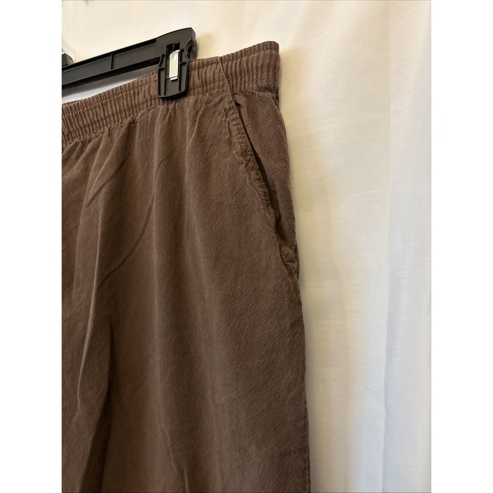 Vtg Erika Capri Pants Brown Elastic Waist Drawstring- Missing Drawstring. XL - Picture 2 of 8